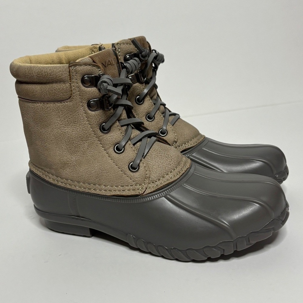 NWOT Nautica Women's Sea Ripple Duck Boots Tan Gray Size 6 Lace Up‎ Side Zip